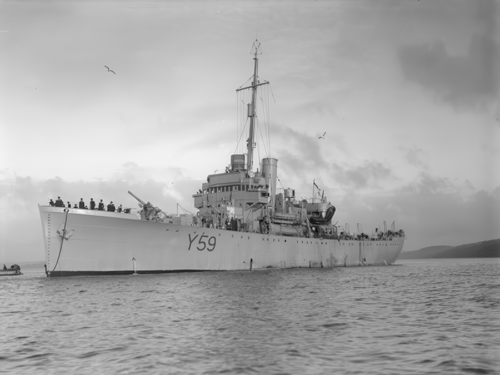 HMS Fishguard (Y59) Photo Print - At Anchor - Royal Navy Banff Class Sloop Hampshire Prints 6 x 4 No Frame No
