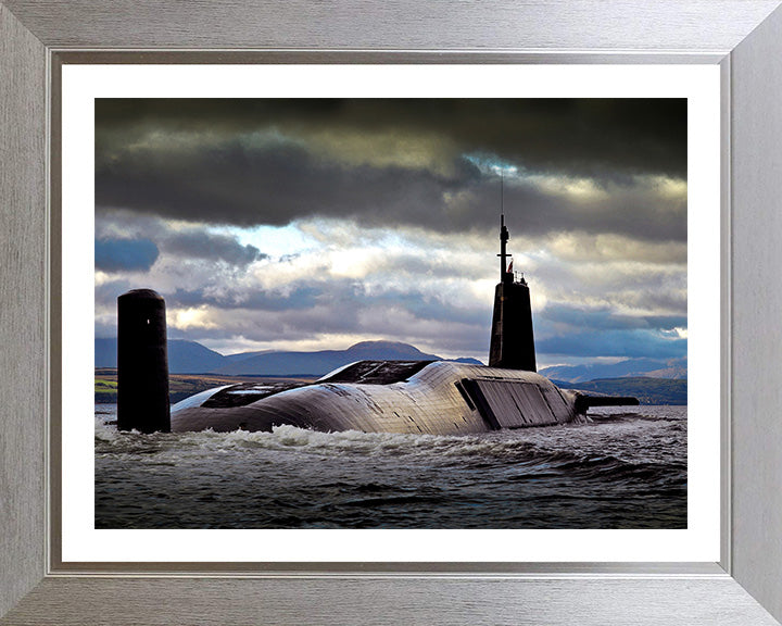 HMS Vengeance (S31) Photo Print - Starboard Quarter View - Royal Navy Vanguard Class Submarine Hampshire Prints 10 x 8 Silver Frame Yes