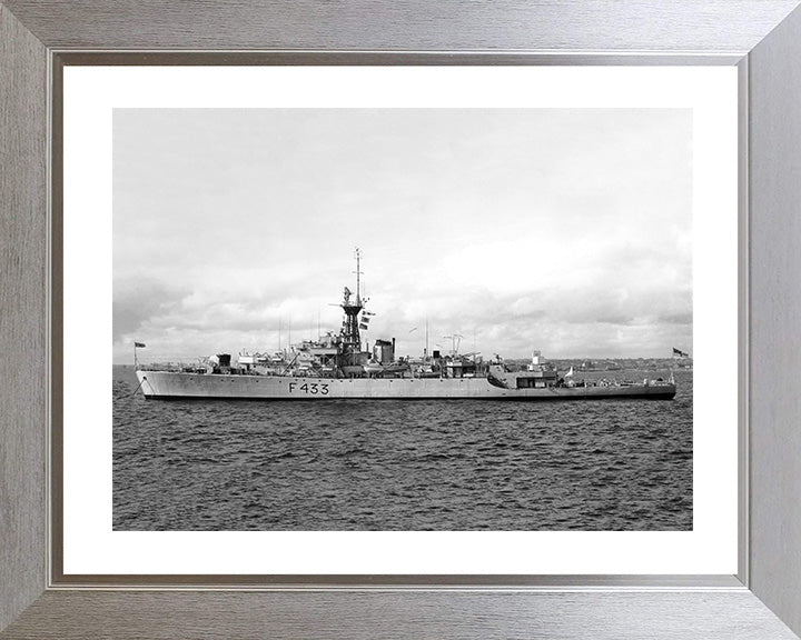 HMS Loch Insh (F433) (K433) Photo Print - At Anchor - Royal Navy Loch Class Frigate Hampshire Prints 10 x 8 Silver Frame Yes