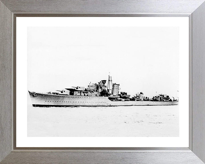 HMS Kingston (F64) Photo Print - Port Side View - Royal Navy K Class Destroyer Hampshire Prints 10 x 8 Silver Frame Yes
