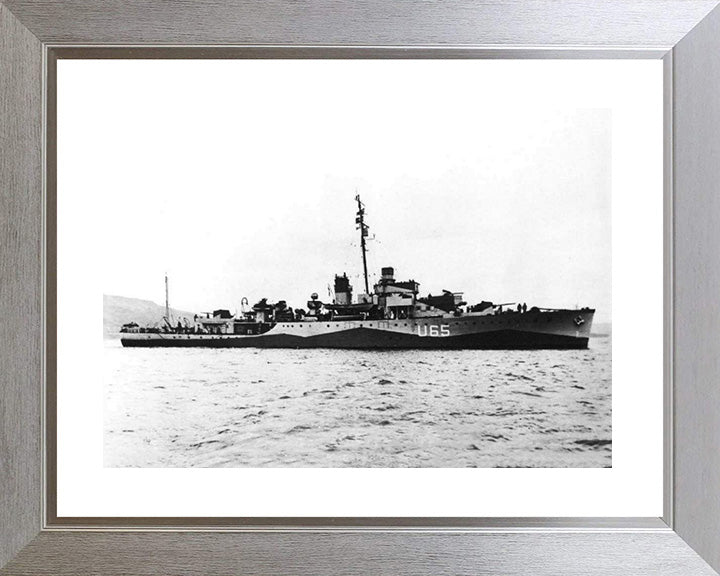 HMS Wellington (U65) Photo Print - Starboard Side - Royal Navy Grimsby Class Sloop Hampshire Prints 10 x 8 Silver Frame Yes