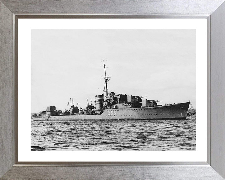 HMS Lightning (G55) Photo Print - Starboard View - Royal Navy L Class Destroyer Hampshire Prints 10 x 8 Silver Frame Yes