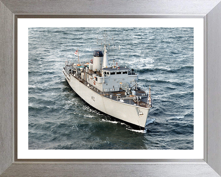 HMS Ledbury (M30) Photo Print - At Sea - Royal Navy Hunt Class Minesweeper Hampshire Prints 10 x 8 Silver Frame Yes