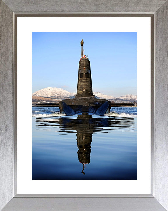 HMS Vengeance (S31) Photo Print - Low Bow View - Royal Navy Vanguard Class Submarine Hampshire Prints 10 x 8 Silver Frame Yes