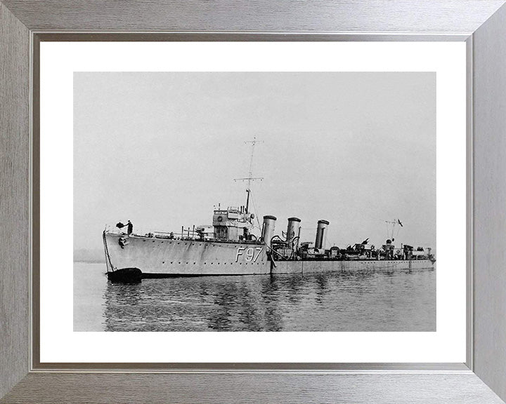 HMS Redgauntlet (F97) Photo Print - At A Buoy - Royal Navy R Class Destroyer Hampshire Prints 10 x 8 Silver Frame Yes