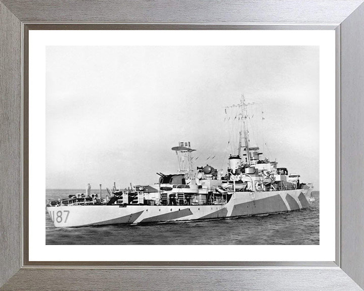 HMS Kite (U87) Photo Print - Starboard Side - Royal Navy Black Swan Class Sloop Hampshire Prints 10 x 8 Silver Frame Yes