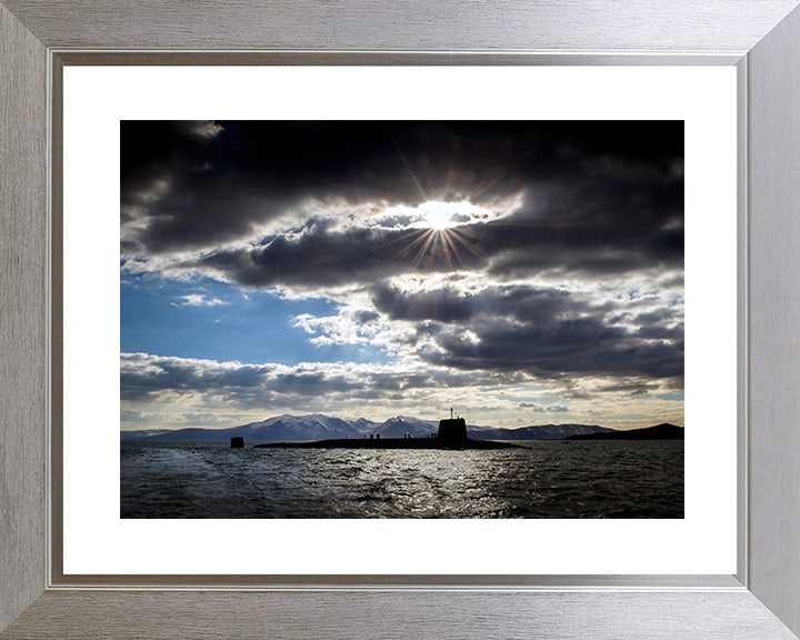 HMS Victorious (S29) Photo Print - Silhouette - Royal Navy Vanguard Class Submarine Hampshire Prints 10 x 8 Silver Frame Yes