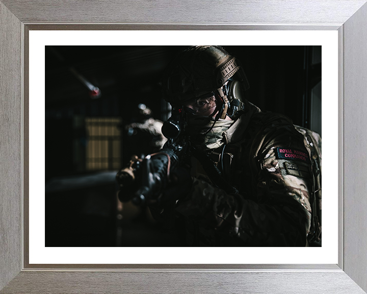 Royal Marines Commando in the shadows Photo Print Hampshire Prints 10 x 8 Silver Frame Yes