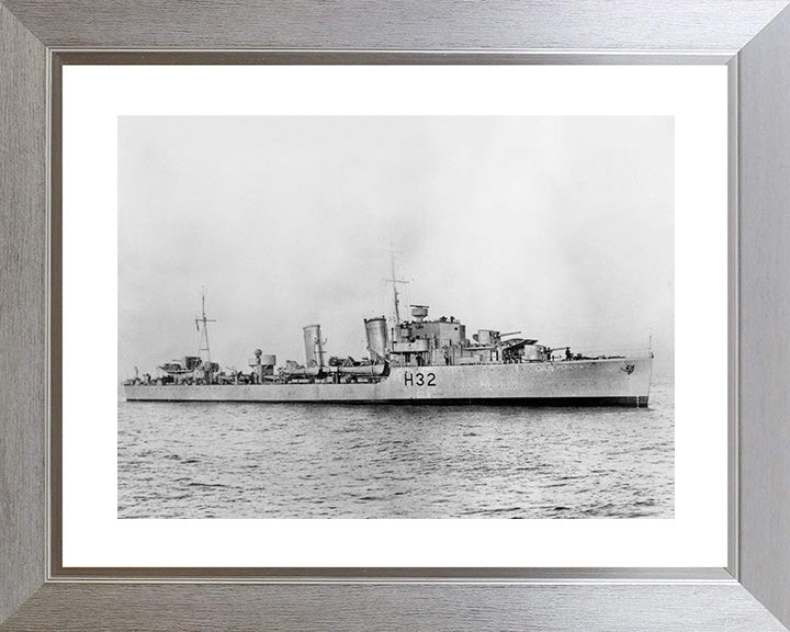 HMS Havant (H32) Photo Print - Starboard Beam View - Royal Navy H Class Destroyer Hampshire Prints 10 x 8 Silver Frame Yes
