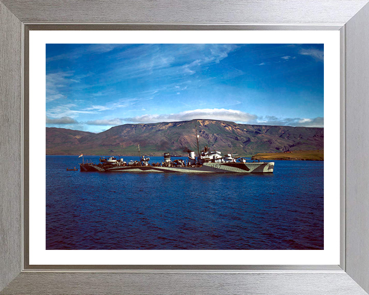 HMS Hesperus (H57) Photo Print - Starboard Beam View - Royal Navy H Class Destroyer Hampshire Prints 10 x 8 Silver Frame Yes