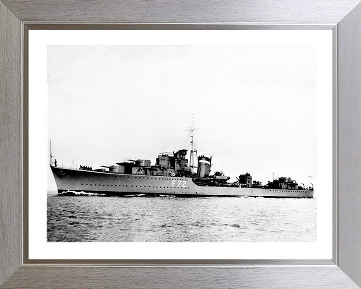 HMS Jersey (F72) Photo Print - Port Side - Royal Navy J Class Destroyer Hampshire Prints 10 x 8 Silver Frame Yes