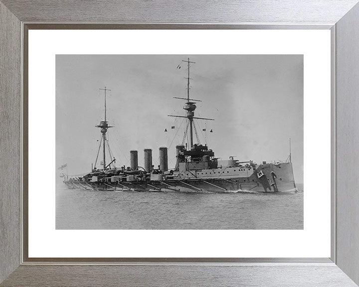 HMS Achilles (1905) Photo Print - Starboard Bow View - Royal Navy Warrior Class Armoured Cruiser Hampshire Prints 10 x 8 Silver Frame Yes