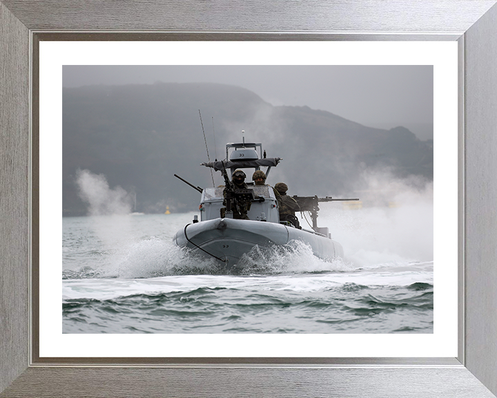 Royal Marines on a Commando Raiding Craft (CRC) Photo Print Hampshire Prints 10 x 8 Silver Frame Yes