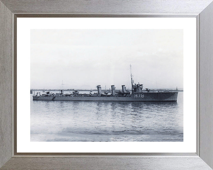 HMS Sceptre (H79) Photo Print - Starboard Beam View - Royal Navy R Class Destroyer Hampshire Prints 10 x 8 Silver Frame Yes