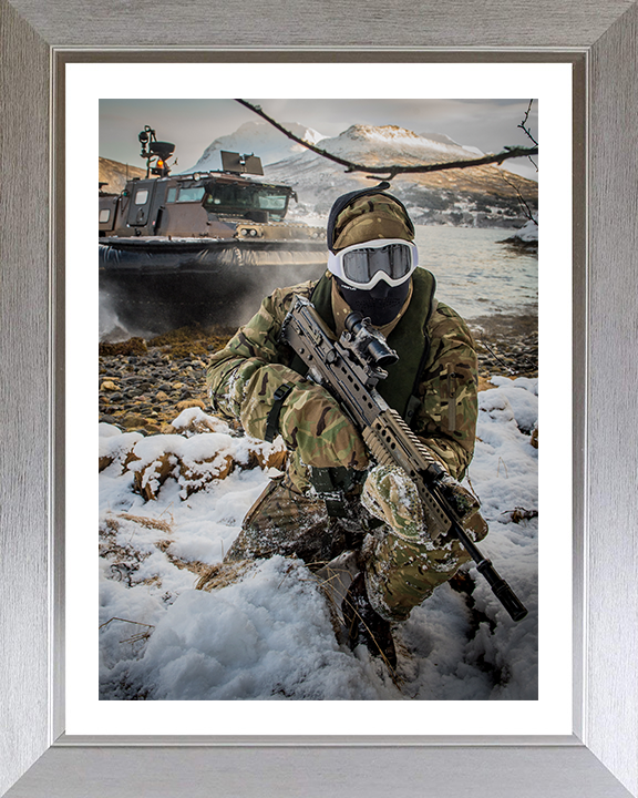 Royal Marines cold weather beach Landing Photo Print Hampshire Prints 10 x 8 Silver Frame Yes