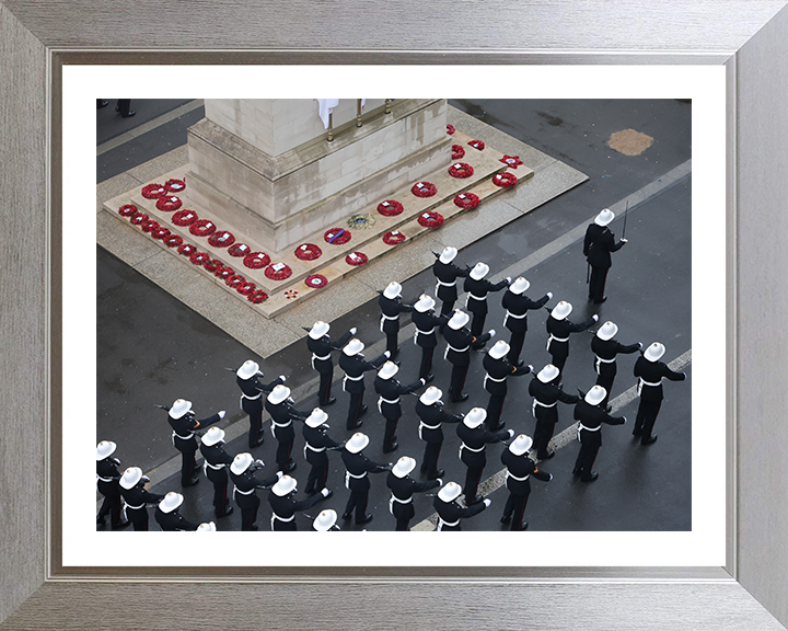 Royal Marines Commandos march past the Cenotaph London Photo Print Hampshire Prints 10 x 8 Silver Frame Yes