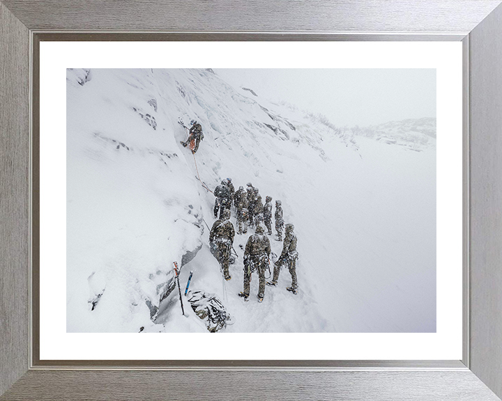 Royal Marines Commando Ice Climbing in Norway Photo Print - Mountain Leaders Course Hampshire Prints 10 x 8 Silver Frame Yes