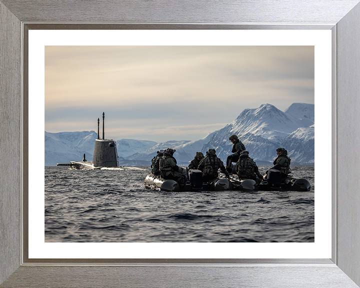 Royal Marine Commandos on Inflatable Raiding CraftPhoto Print - SRS Hampshire Prints 10 x 8 Silver Frame Yes