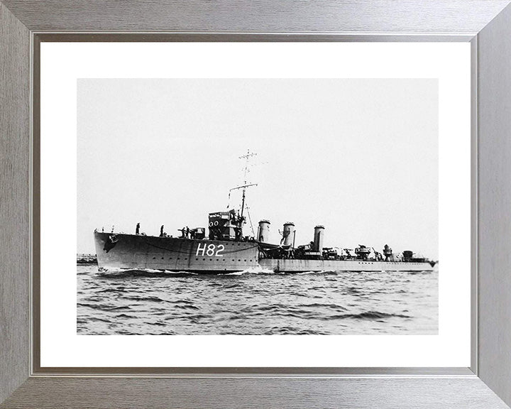 HMS Restless (H82) Photo Print - Port Side - Royal Navy R Class Destroyer Hampshire Prints 10 x 8 Silver Frame Yes