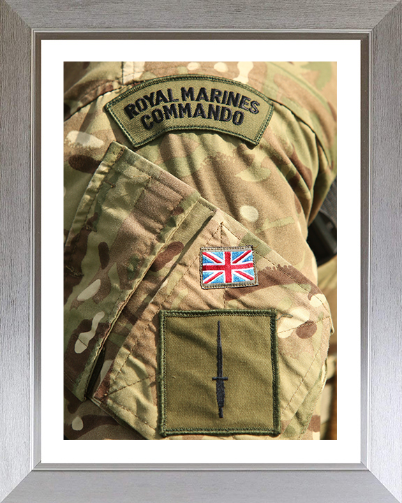Royal Marines Commando Patch and Dagger Photo Print Hampshire Prints 10 x 8 Silver Frame Yes