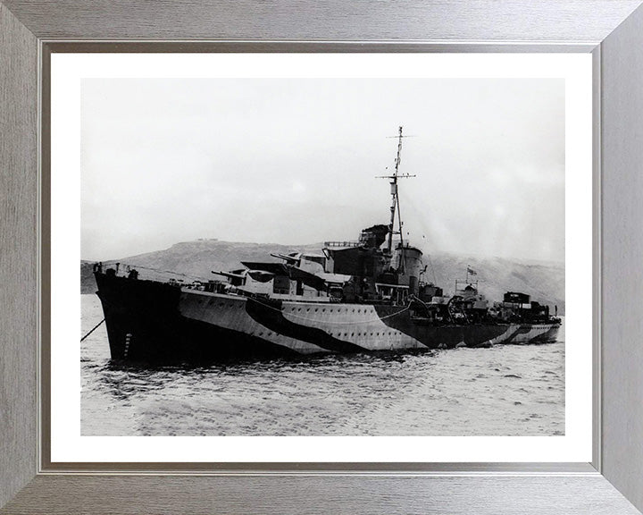 HMS Javelin (F61) Photo Print - At Anchor - Royal Navy J Class Destroyer Hampshire Prints 10 x 8 Silver Frame Yes