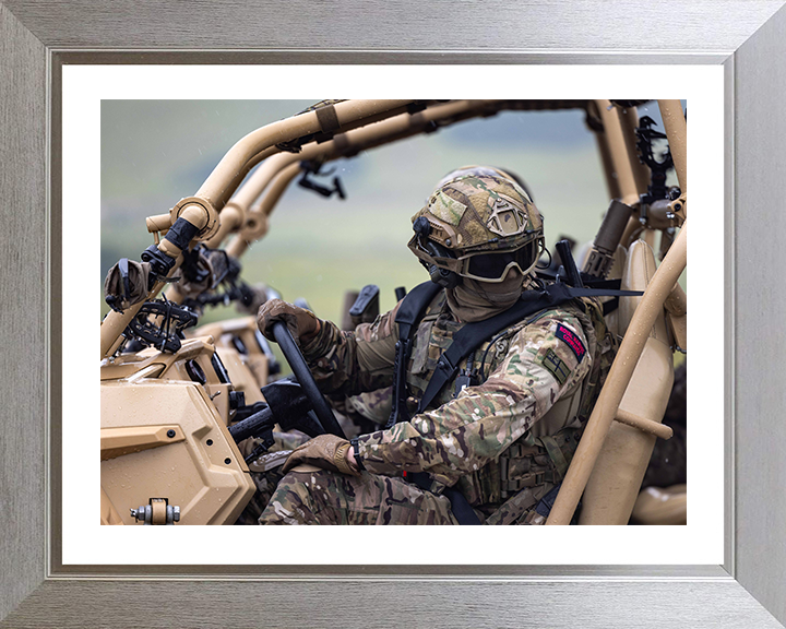Royal Marine Commando on a Polaris MRZR-D4 Photo Print Hampshire Prints 10 x 8 Silver Frame Yes