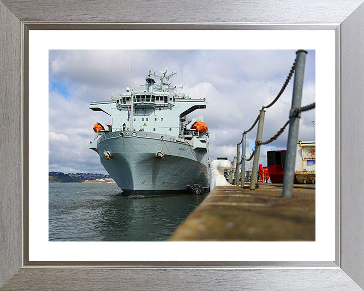 RFA Argus (A135) Photo Print - In Harbour - Royal Fleet Auxiliary Casualty Class Ship Hampshire Prints 10 x 8 Silver Frame Yes