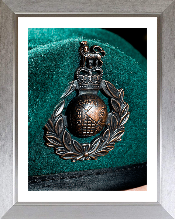 Royal Marine Commando Green Beret and badge closeup Photo Print Hampshire Prints 10 x 8 Silver Frame Yes
