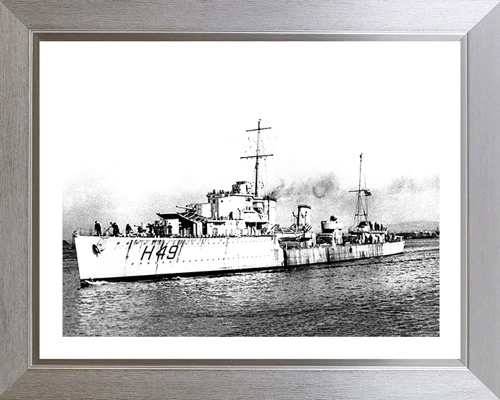 HMS Inconstant (H49) Photo Print - Port Side View - Royal Navy I Class Destroyer Hampshire Prints 10 x 8 Silver Frame Yes