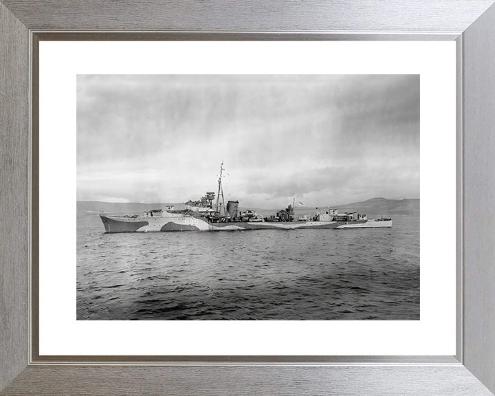 HMS Relentless (H85) Photo Print - Port Side - Royal Navy R Class Destroyer Hampshire Prints 10 x 8 Silver Frame Yes