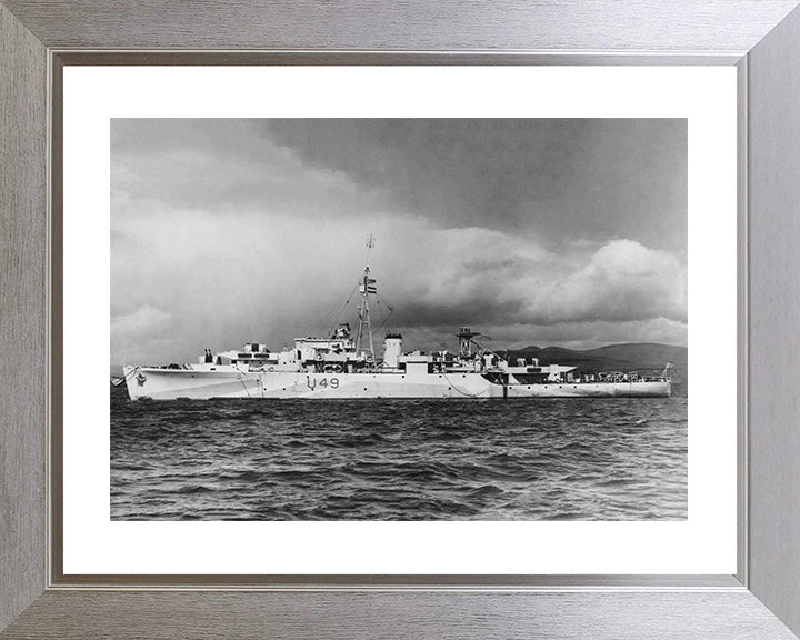 HMS Pheasant (F49) (U49) Photo Print - Port Beam View - Royal Navy Black Swan Class Sloop Hampshire Prints 10 x 8 Silver Frame Yes