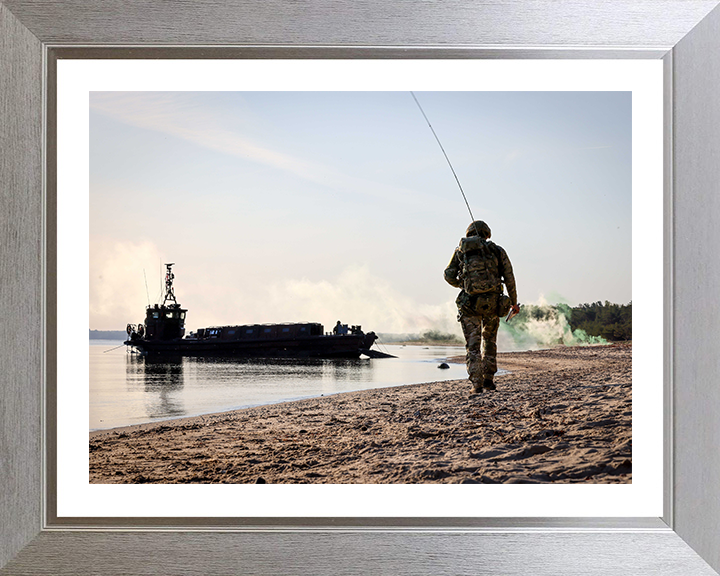 Royal Marines Commando beach Landing Portrait Photo Print Hampshire Prints 10 x 8 Silver Frame Yes