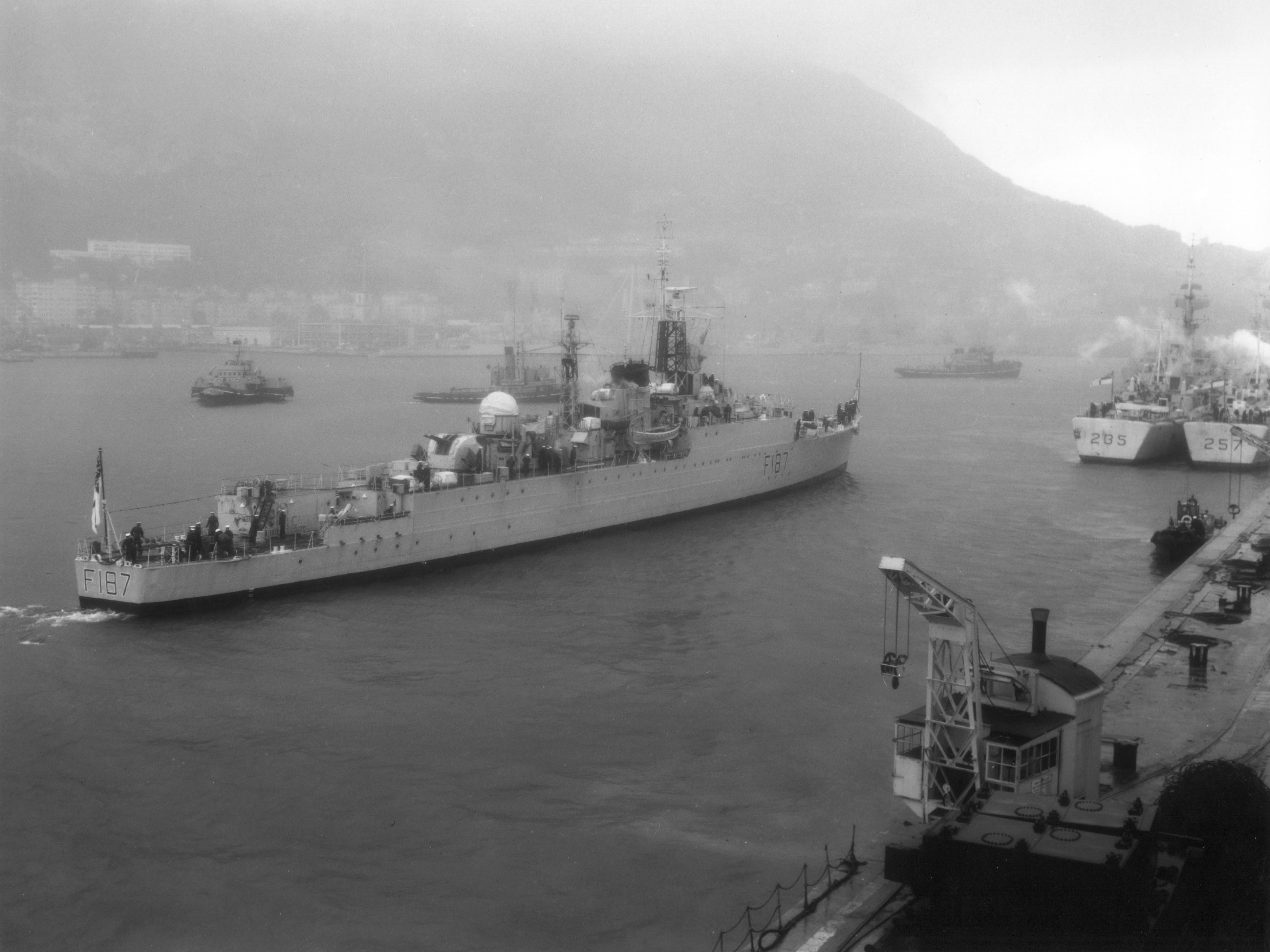 HMS Whirlwind F187 Entering Gibraltar Royal Navy W Class hms-whirlwind-f187-entering-gibraltar-royal-navy-w-class