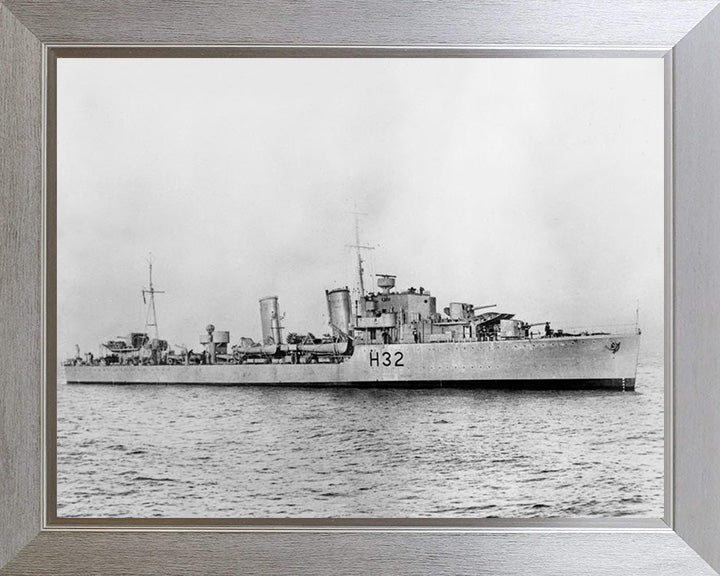 HMS Havant (H32) Photo Print - Starboard Beam View - Royal Navy H Class Destroyer Hampshire Prints 10 x 8 Silver Frame No