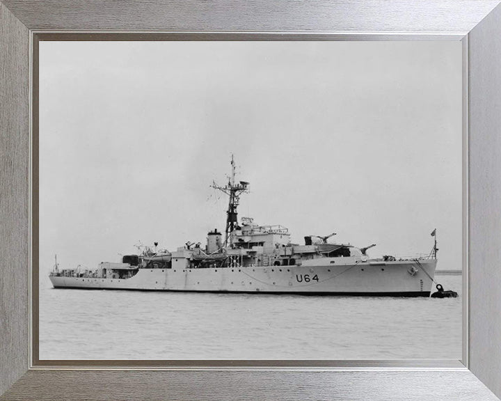 HMS Nereide (U64) Photo Print - At A Buoy - Royal Navy Black Swan Class Sloop Hampshire Prints 10 x 8 Silver Frame No