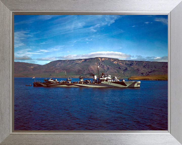 HMS Hesperus (H57) Photo Print - Starboard Beam View - Royal Navy H Class Destroyer Hampshire Prints 10 x 8 Silver Frame No