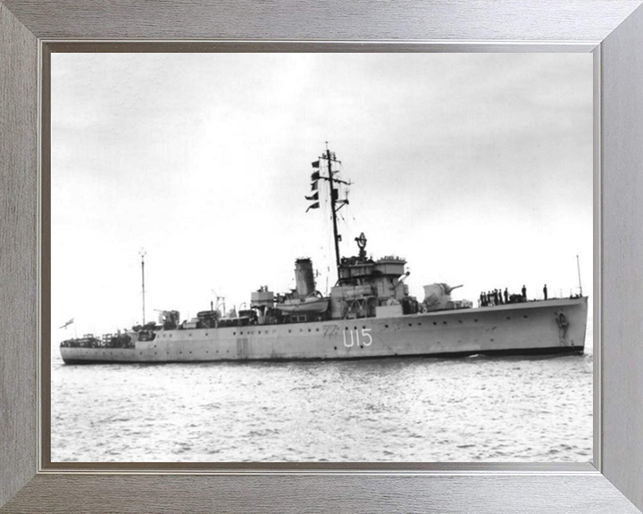 HMS Fowey (U15) (L15) Photo Print - Starboard View - Royal Navy Shoreham Class Sloop Hampshire Prints 10 x 8 Silver Frame No