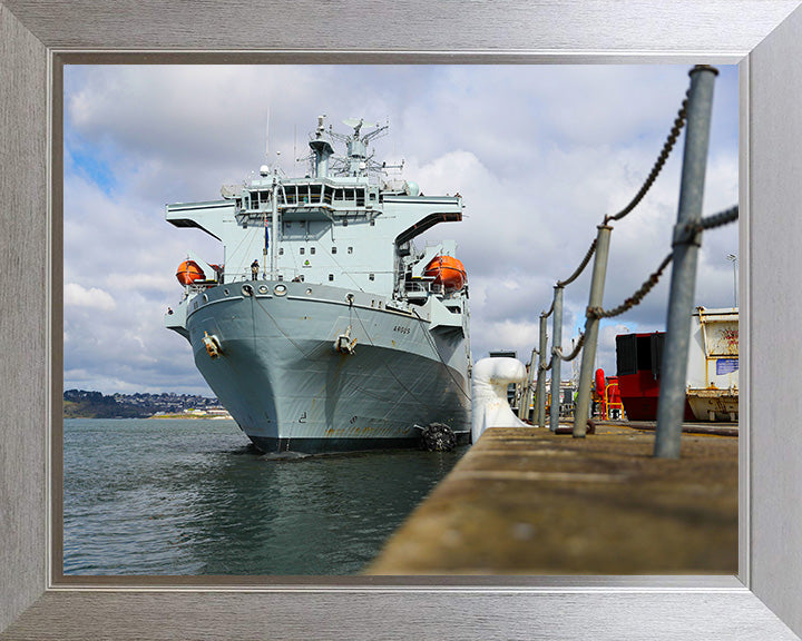 RFA Argus (A135) Photo Print - In Harbour - Royal Fleet Auxiliary Casualty Class Ship Hampshire Prints 10 x 8 Silver Frame No
