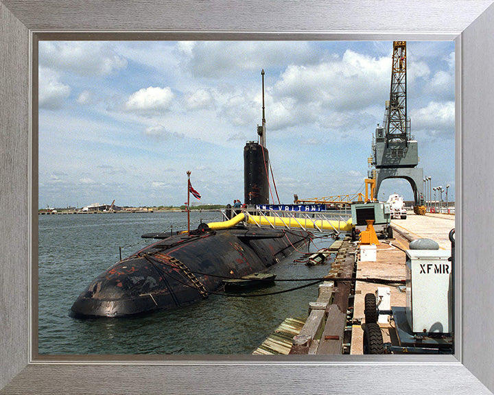 HMS Valiant (S102) Photo Print - Alongside - Royal Navy Valiant Class Submarine Hampshire Prints 10 x 8 Silver Frame No