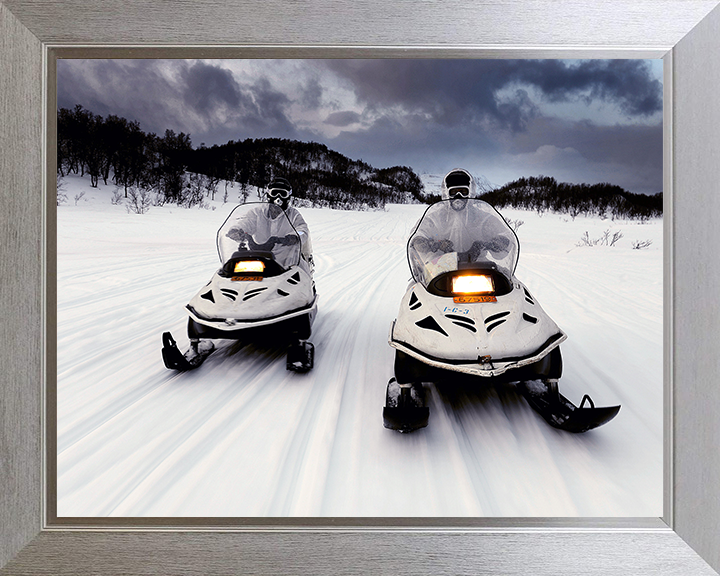 Royal Marine Commandos on a Ski-Doo Photo Print - SRS Squadron Hampshire Prints 10 x 8 Silver Frame No