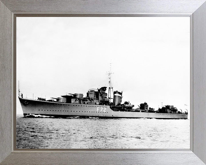 HMS Jersey (F72) Photo Print - Port Side - Royal Navy J Class Destroyer Hampshire Prints 10 x 8 Silver Frame No