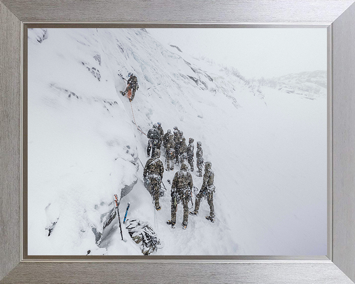 Royal Marines Commando Ice Climbing in Norway Photo Print - Mountain Leaders Course Hampshire Prints 10 x 8 Silver Frame No