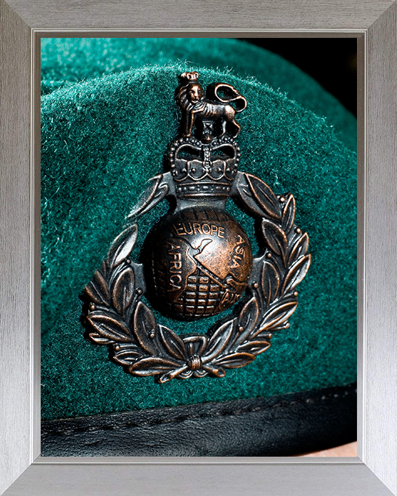Royal Marine Commando Green Beret and badge closeup Photo Print Hampshire Prints 10 x 8 Silver Frame No