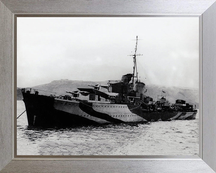 HMS Javelin (F61) Photo Print - At Anchor - Royal Navy J Class Destroyer Hampshire Prints 10 x 8 Silver Frame No