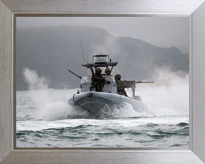 Royal Marines on a Commando Raiding Craft (CRC) Photo Print Hampshire Prints 10 x 8 Silver Frame No
