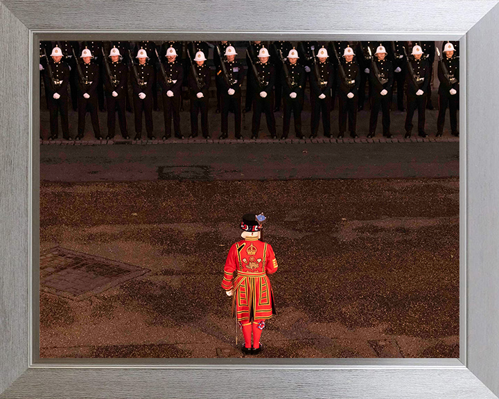 Royal Marines Commandos with a Yeoman Warder Photo Print Hampshire Prints 10 x 8 Silver Frame No