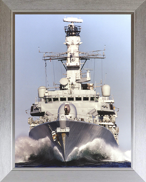 HMS Lancaster (F229) Photo Print - Underway Bow View - Royal Navy Type 23 Frigate Hampshire Prints 10 x 8 Silver Frame No