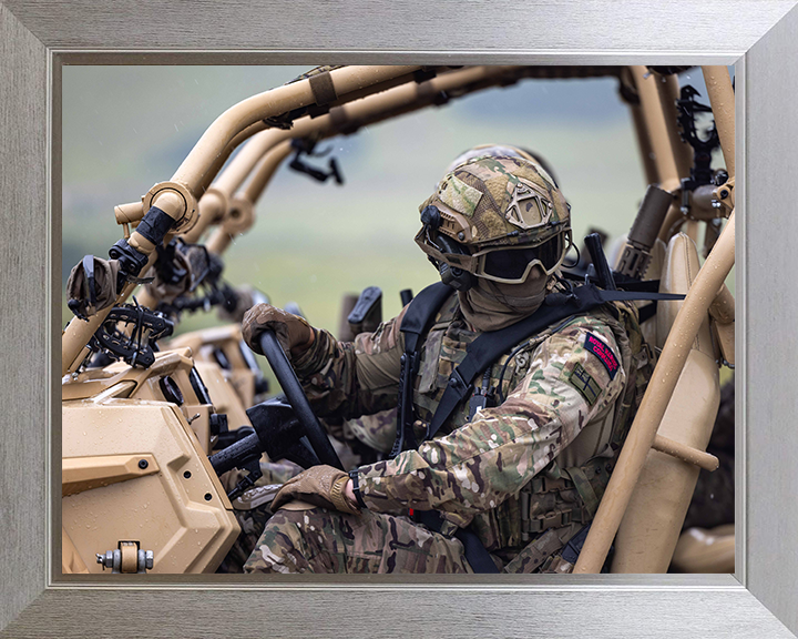 Royal Marine Commando on a Polaris MRZR-D4 Photo Print Hampshire Prints 10 x 8 Silver Frame No