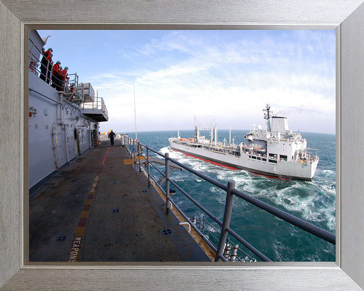 RFA Bayleaf (A109) Photo Print - RAS Approach - Royal Fleet Auxiliary Leaf Class Tanker Hampshire Prints 10 x 8 Silver Frame No