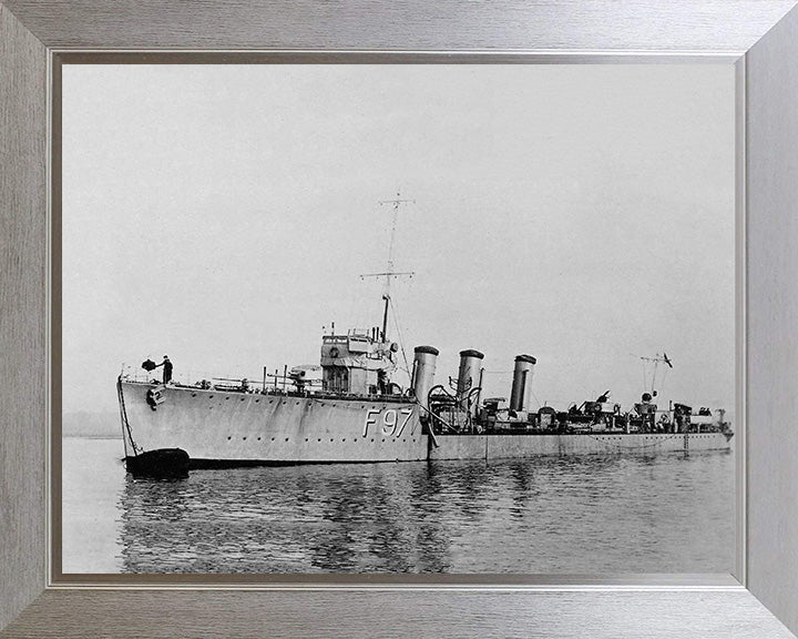 HMS Redgauntlet (F97) Photo Print - At A Buoy - Royal Navy R Class Destroyer Hampshire Prints 10 x 8 Silver Frame No